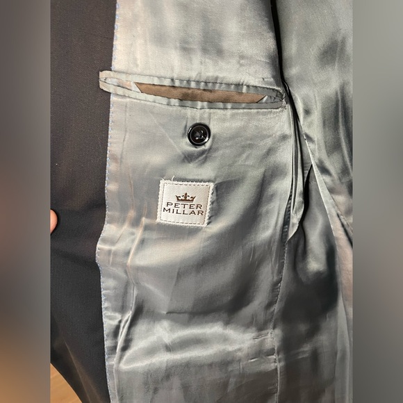 MENS PETER MILLAR SPORT COAT BLAZER JACKET BLACK SIZE 46R - Picture 5 of 9